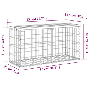 Gartenbank aus Gabionen 83x31,5x42 cm Massivholz Douglasie