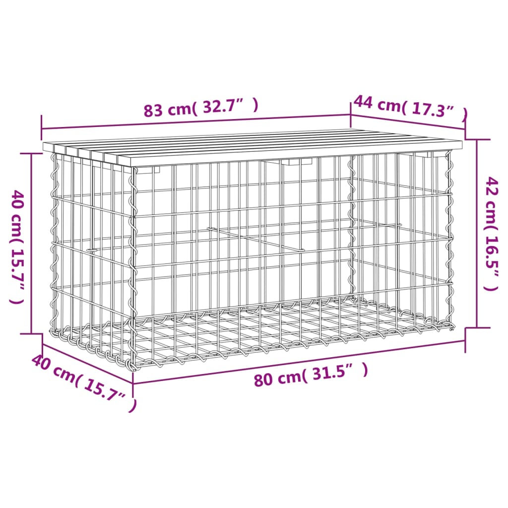 vidaXL Gartenbank aus Gabionen 83x44x42 cm Massivholz Douglasie