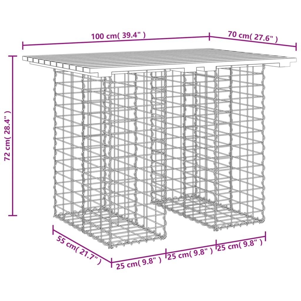 vidaXL Gartenbank aus Gabionen 100x70x72 cm Massivholz Kiefer