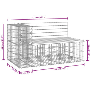 vidaXL Gartenbank aus Gabionen 122x71x65,5 cm Massivholz Kiefer