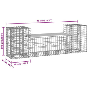 Gartenbank aus Gabionen 183x41x60,5 cm Massivholz Douglasie Stilecasa