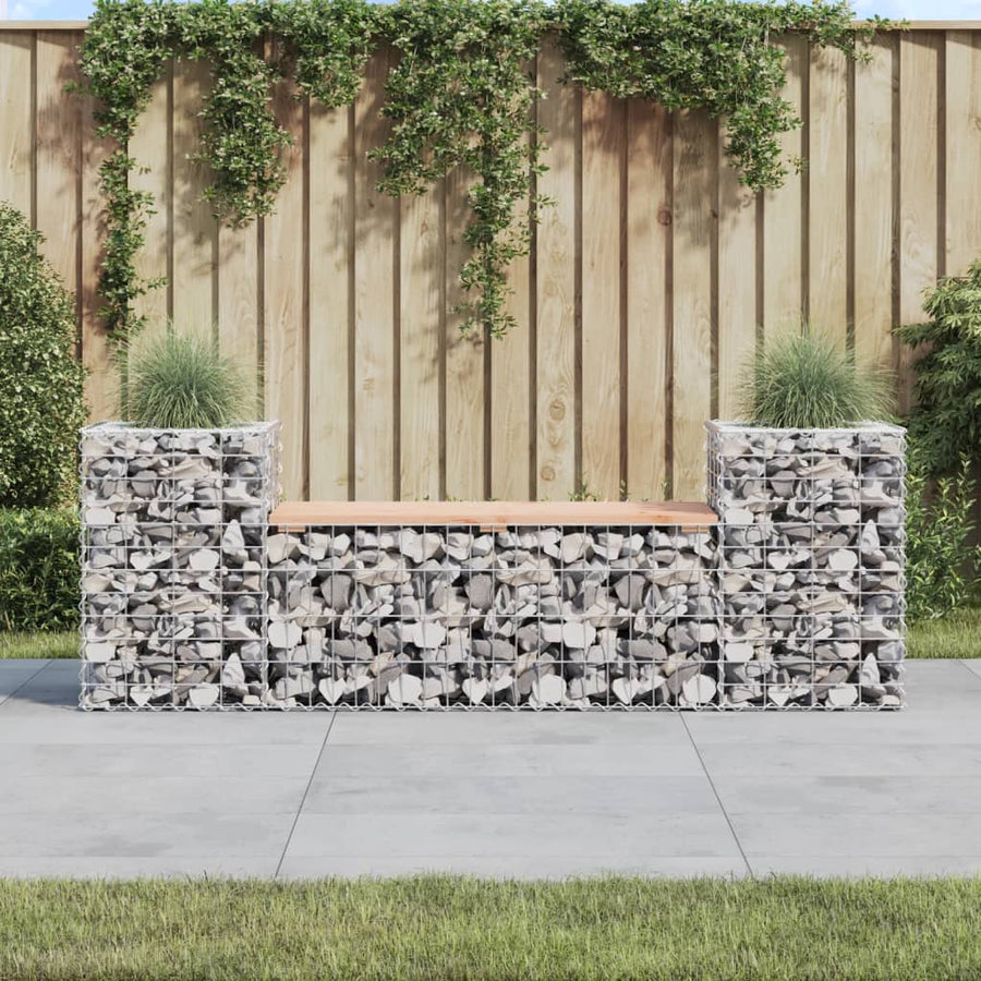 Gartenbank aus Gabionen 183x41x60,5 cm Massivholz Douglasie Stilecasa