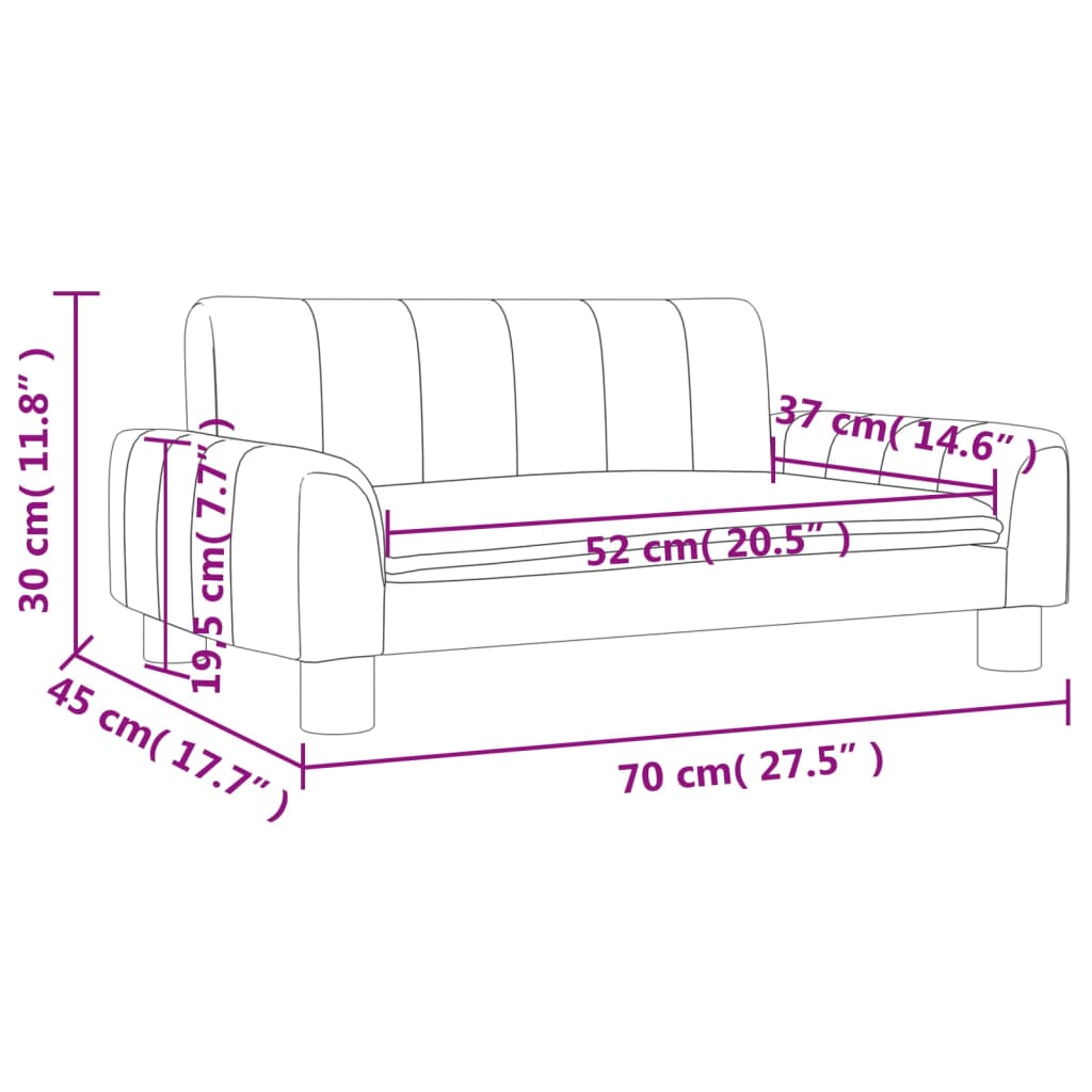 vidaXL Kindersofa Dunkelgrau 70x45x30 cm Stoff