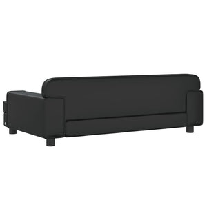 Kindersofa Schwarz 90x53x30 cm Kunstleder Stilecasa