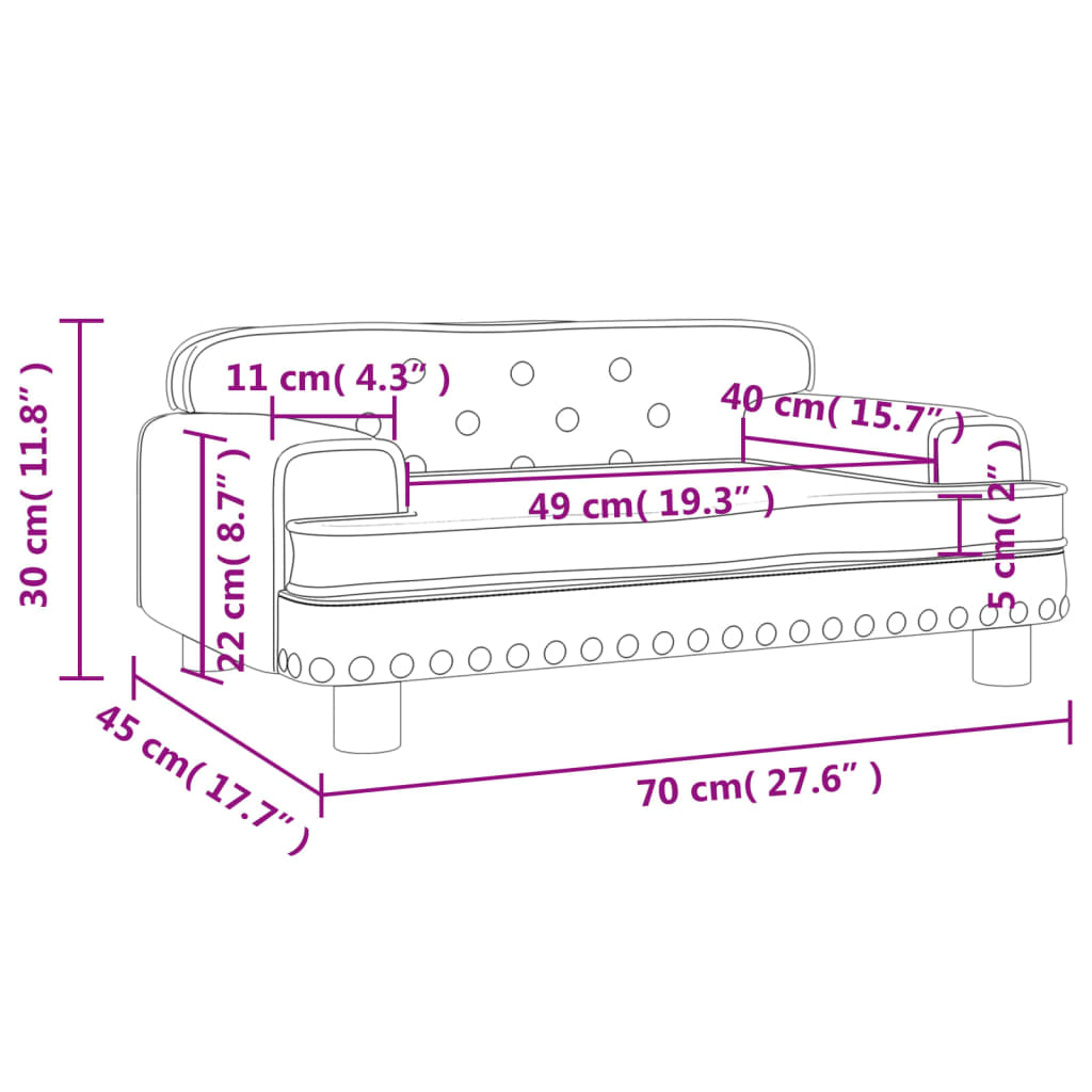 vidaXL Kindersofa Schwarz 70x45x30 cm Kunstleder