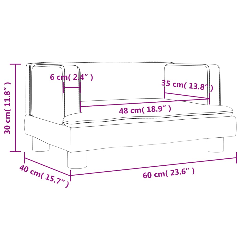 vidaXL Kindersofa Schwarz 60x40x30 cm Samt