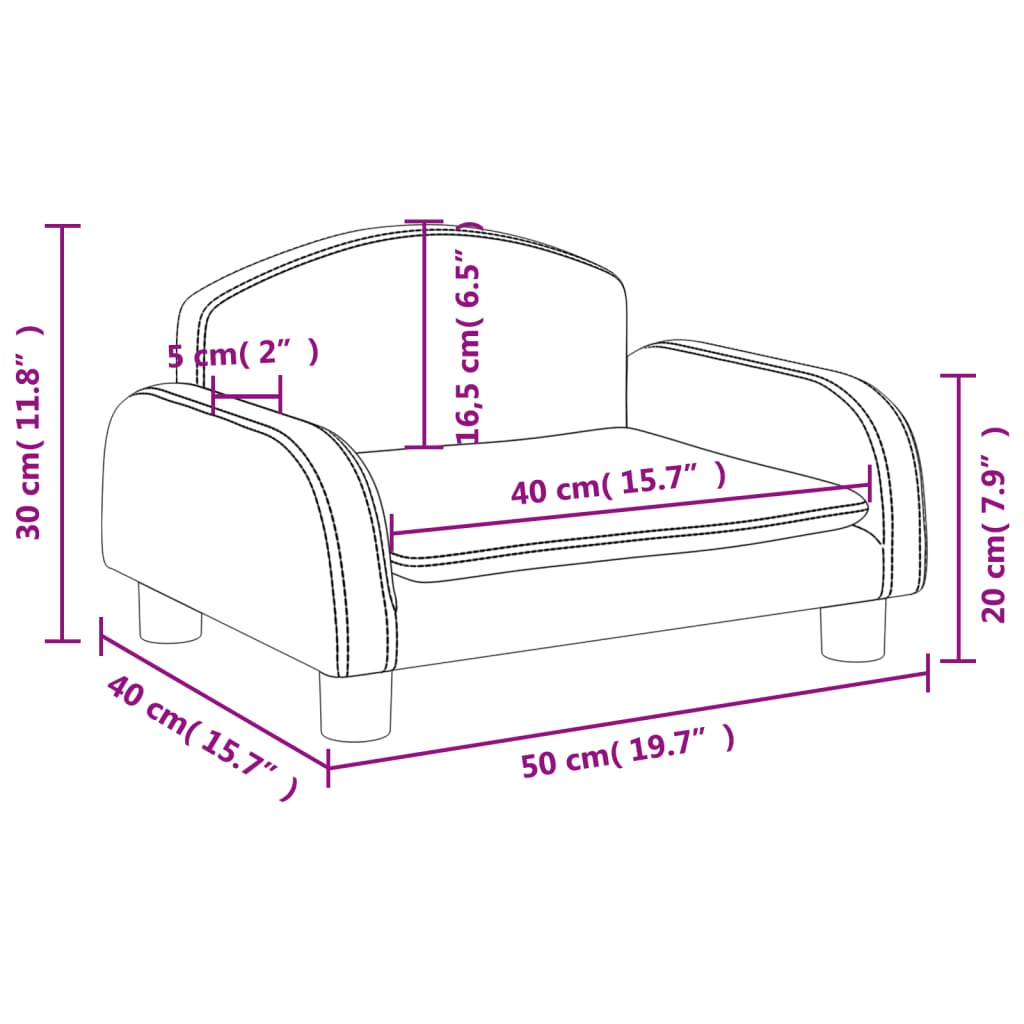 vidaXL Kindersofa Creme 50x40x30 cm Stoff