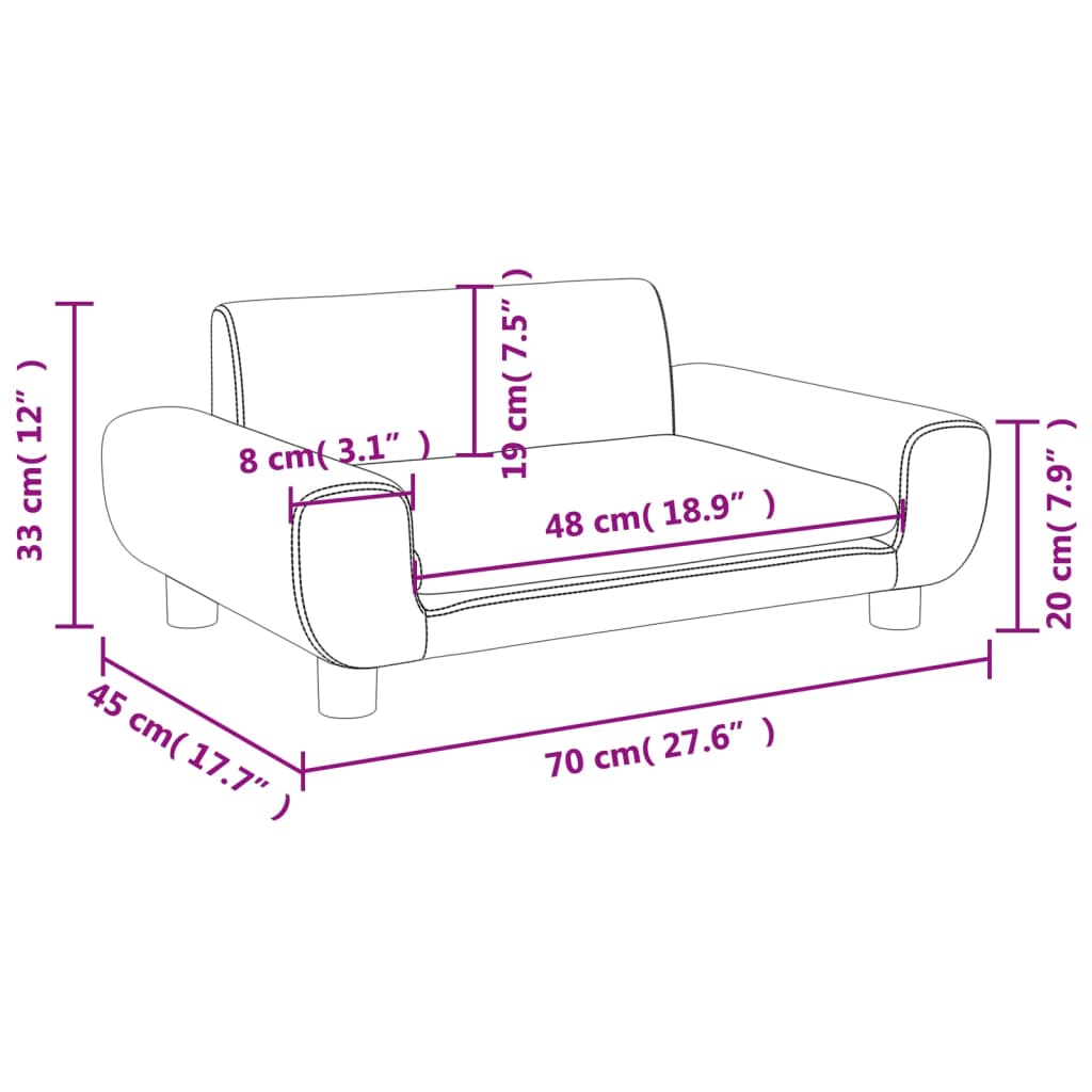 vidaXL Kindersofa Rosa 70x45x33 cm Samt