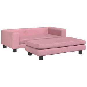 vidaXL Kindersofa mit Hocker Rosa 100x50x30 cm Samt