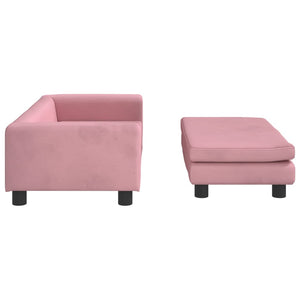 vidaXL Kindersofa mit Hocker Rosa 100x50x30 cm Samt