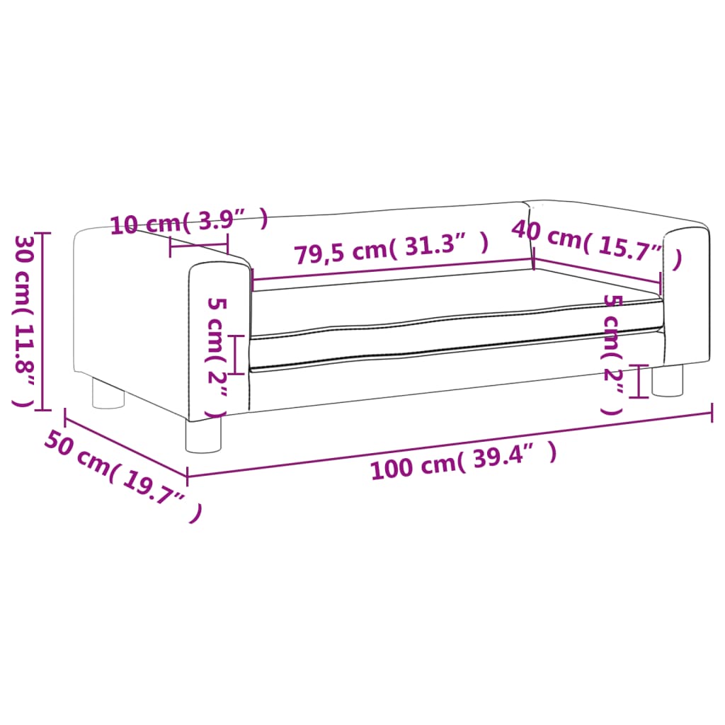 vidaXL Kindersofa mit Hocker Rosa 100x50x30 cm Samt