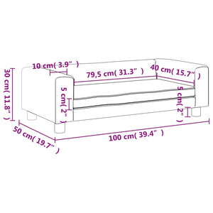 vidaXL Kindersofa mit Hocker Rosa 100x50x30 cm Samt