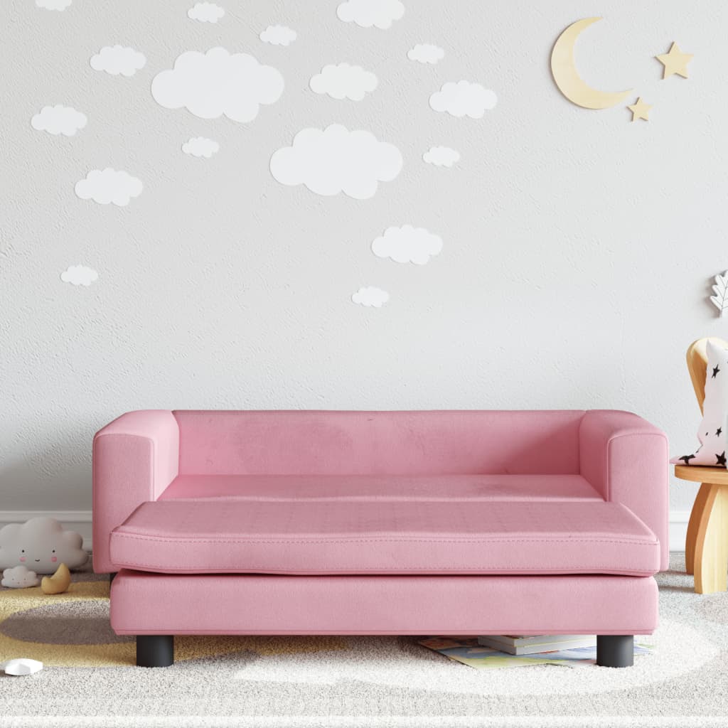 vidaXL Kindersofa mit Hocker Rosa 100x50x30 cm Samt