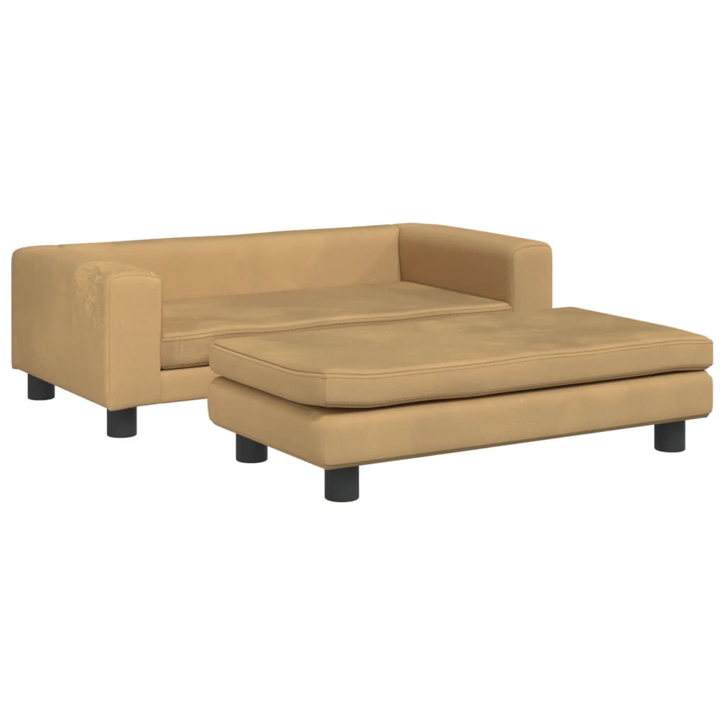 vidaXL Kindersofa mit Hocker Braun 100x50x30 cm Samt