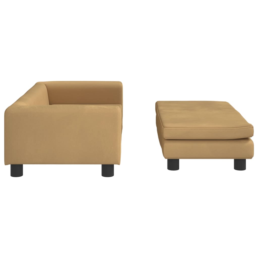 vidaXL Kindersofa mit Hocker Braun 100x50x30 cm Samt