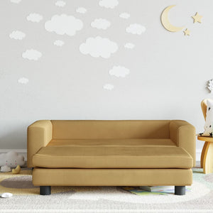 vidaXL Kindersofa mit Hocker Braun 100x50x30 cm Samt