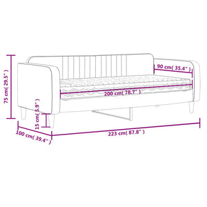 Tagesbett mit Matratze Schwarz 90x200 cm Samt Stilecasa