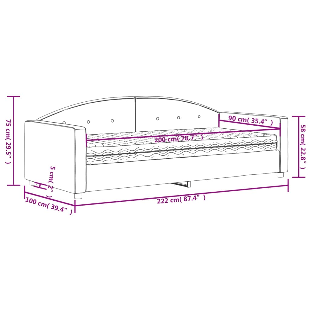 vidaXL Tagesbett mit Matratze Gelb 90x200 cm Samt