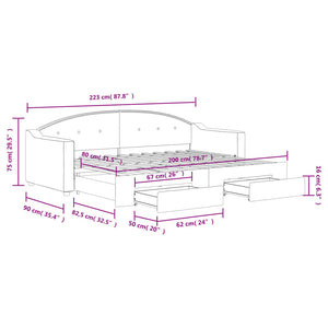 vidaXL Tagesbett Ausziehbar mit Schubladen Creme 80x200 cm Stoff