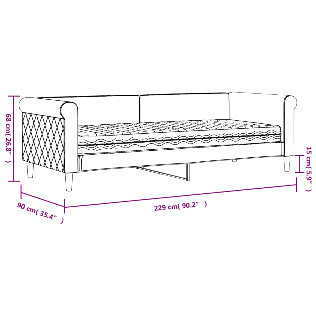 vidaXL Tagesbett mit Matratze Gelb 80x200 cm Samt