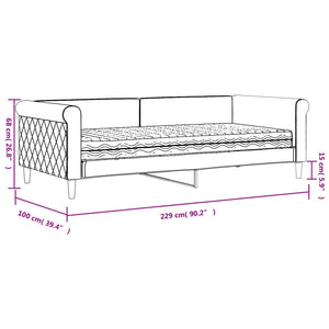 Tagesbett mit Matratze Hellgrau 90x200 cm Samt Stilecasa