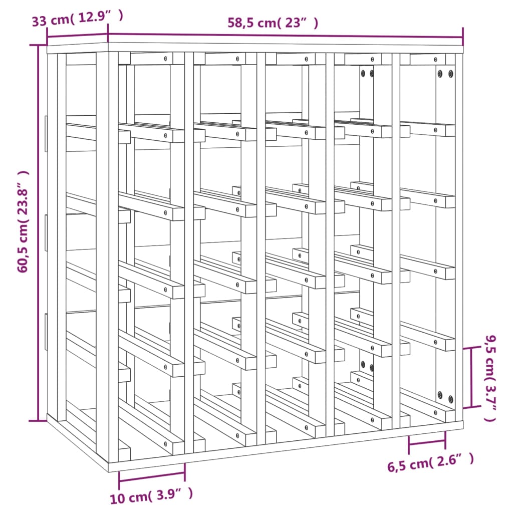 vidaXL Weinregal 58,5x33x60,5 cm Massivholz Kiefer