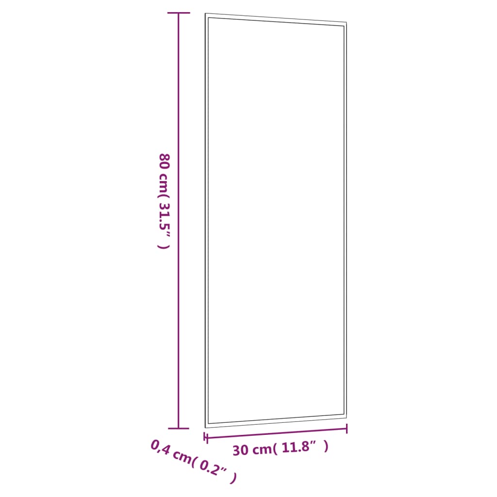 vidaXL Wandspiegel 30x80 cm Glas Rechteckig