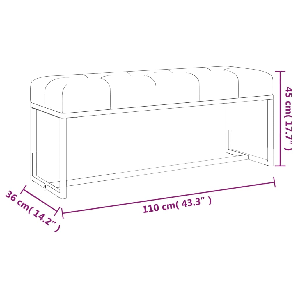 vidaXL Sitzbank Grau 110x36x45 cm Samt