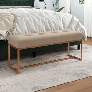 Sitzbank Beige 110x36x45 cm Samt Stilecasa