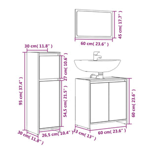 3-tlg. Badmöbel-Set Räuchereiche Holzwerkstoff