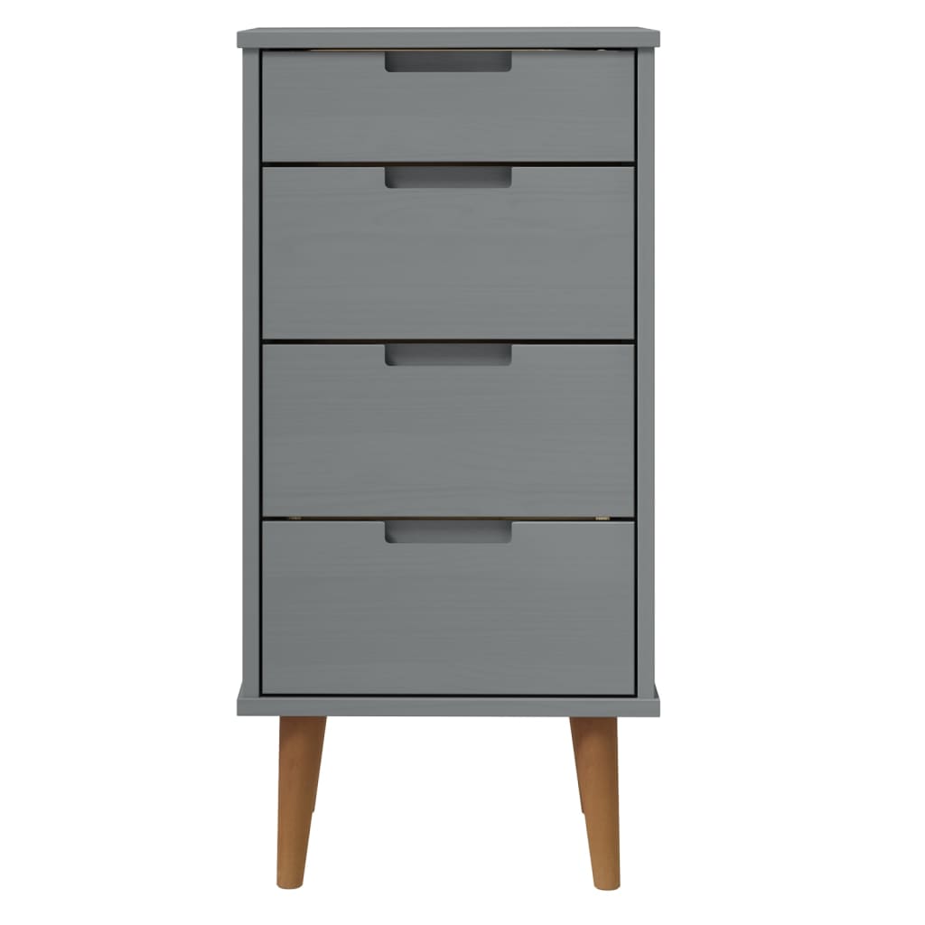 Schubladenschrank MOLDE Grau 40x35x82 cm Massivholz Kiefer