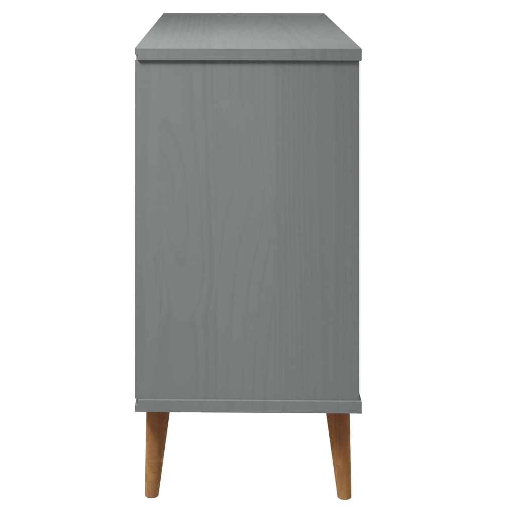 Schubladenschrank MOLDE Grau 113x40x80 cm Massivholz Kiefer