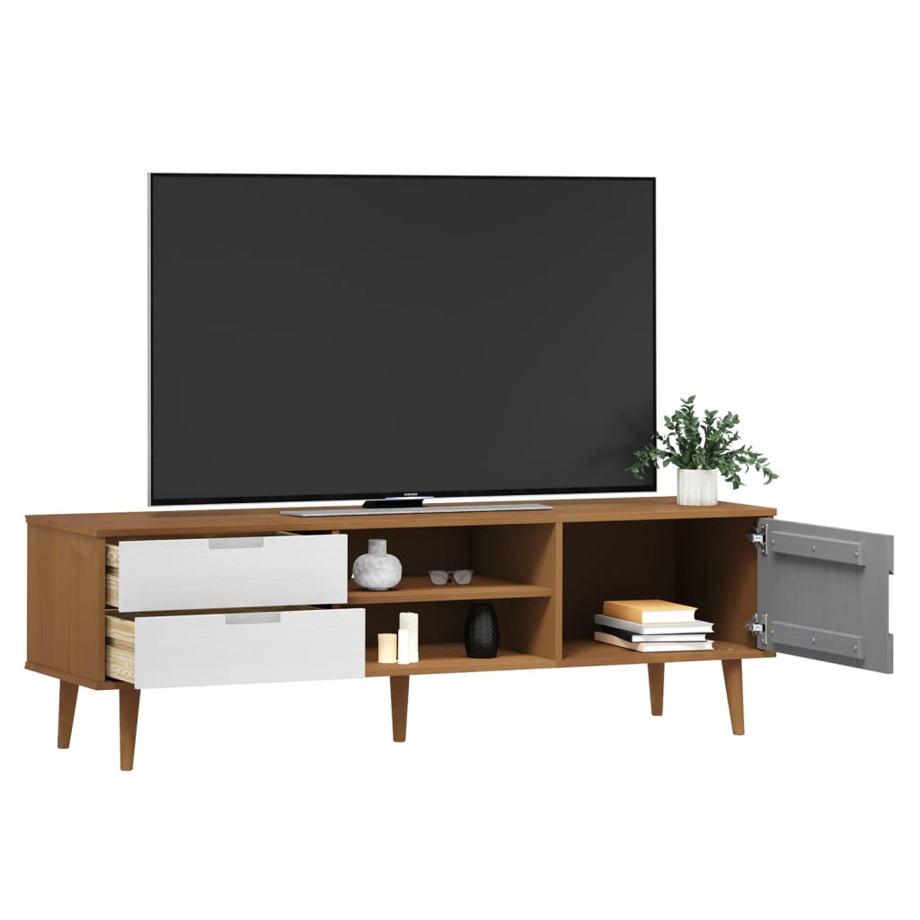 vidaXL TV-Schrank MOLDE Braun 158x40x49 cm Massivholz Kiefer