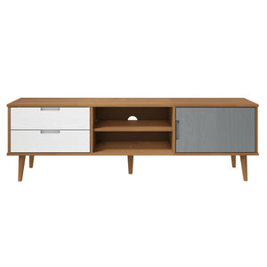 vidaXL TV-Schrank MOLDE Braun 158x40x49 cm Massivholz Kiefer