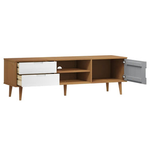 vidaXL TV-Schrank MOLDE Braun 158x40x49 cm Massivholz Kiefer