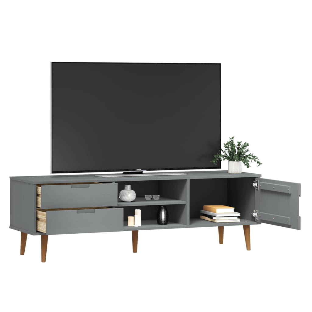 vidaXL TV-Schrank MOLDE Grau 158x40x49 cm Massivholz Kiefer