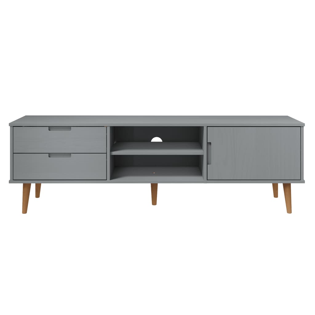 vidaXL TV-Schrank MOLDE Grau 158x40x49 cm Massivholz Kiefer