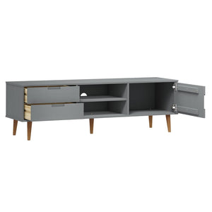 vidaXL TV-Schrank MOLDE Grau 158x40x49 cm Massivholz Kiefer