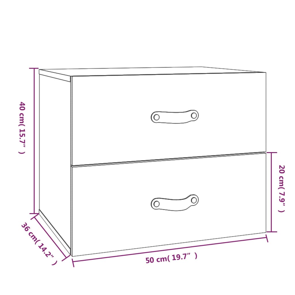 vidaXL Wand-Nachttisch Grau 50x36x40 cm