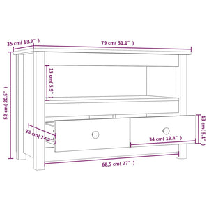 vidaXL TV-Schrank Honigbraun 79x35x52 cm Massivholz Kiefer