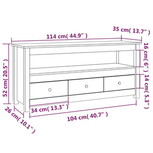 vidaXL TV-Schrank 114x35x52 cm Massivholz Kiefer