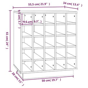 vidaXL Weinregal Grau 55,5x34x61 cm Massivholz Kiefer