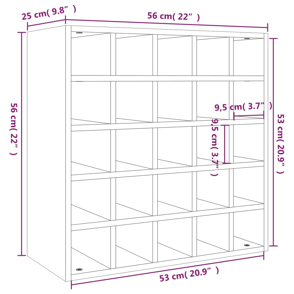 Weinregal 56x25x56 cm Massivholz Kiefer Stilecasa