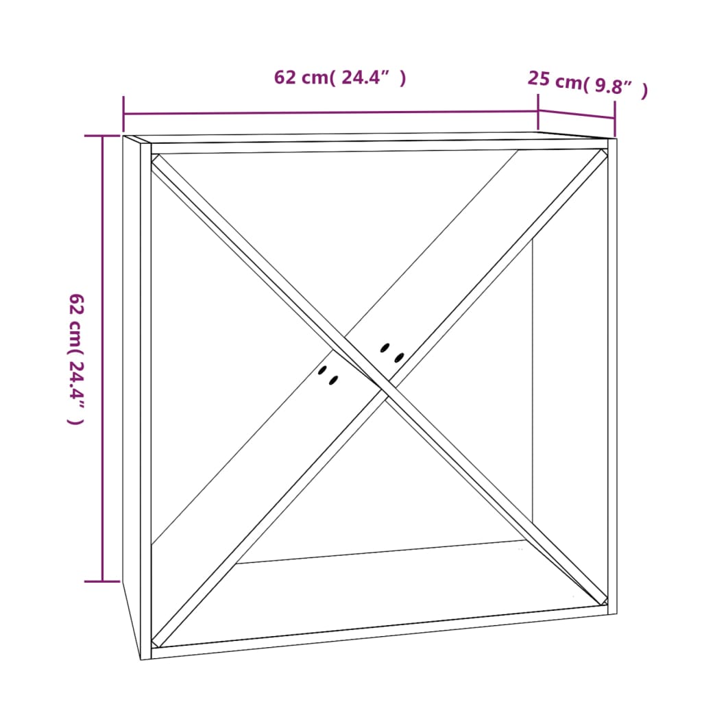 vidaXL Weinregal Grau 62x25x62 cm Massivholz Kiefer