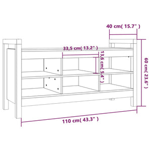 vidaXL Flurbank Grau 110x40x60 cm Massivholz Kiefer