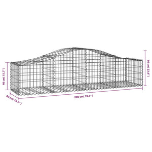 Gabionen mit Hochbogen 4 Stk. 200x50x40/60 cm Verzinktes Eisen