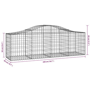 Gabionen mit Hochbogen 2 Stk. 200x50x60/80 cm Verzinktes Eisen Stilecasa