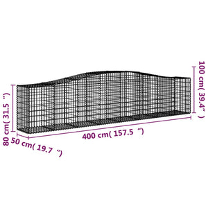 Gabionen mit Hochbogen 4 Stk. 400x50x80/100cm Verzinktes Eisen Stilecasa