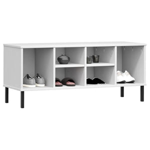 vidaXL Schuhregal OSLO mit Metallbeinen Weiß 106x35x45 cm Massivholz