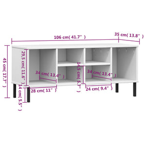 vidaXL Schuhregal OSLO mit Metallbeinen Weiß 106x35x45 cm Massivholz